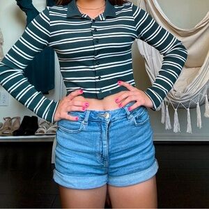 green and white Urban Outfitters top, size M